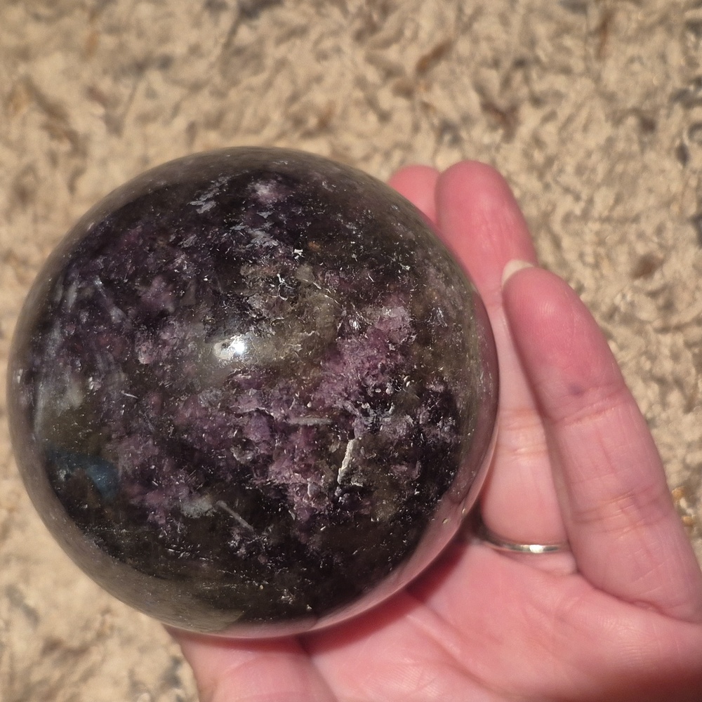 Lepidolite Sphere With Smoky Quartz Inclusions